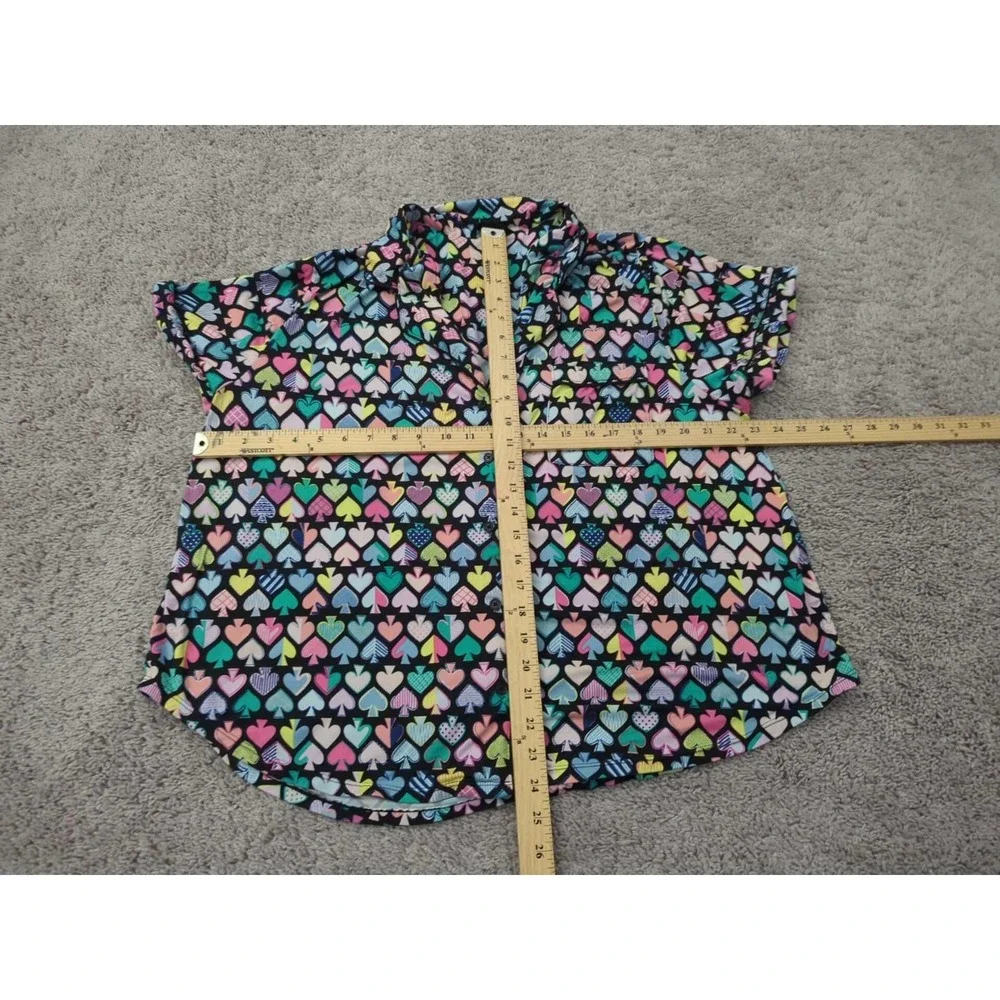 Kate Spade Pajama‎ Shirt Womens 3X PLUS Short Sleeve Spade Heart Allover Print